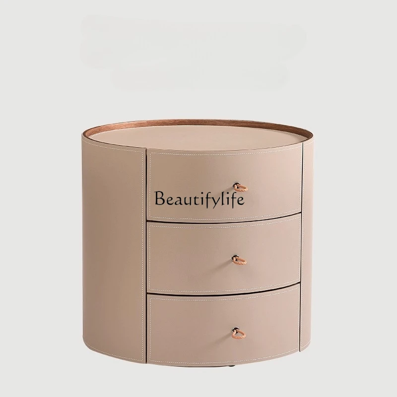 **Italian minimalist bedside table saddle leather solid wood simple modern light luxury round designer locker
**Italian minimalist bedside table saddle leather solid wood simple modern light luxury round designer locker
