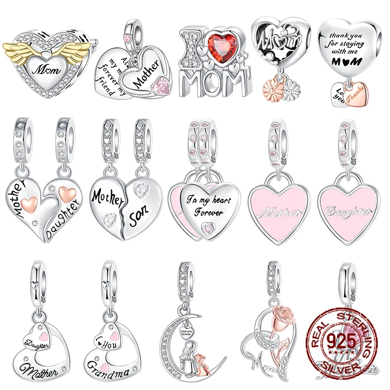 925 Sterling Silver Heart Shaped mothe Family MOM Charm Bead Fit 4MM Hole Diameter Bracelets Fine DIY Mother's Day Jewelry Gifts
925 Sterling Silver Heart Shaped mothe Family MOM Charm Bead Fit 4MM Hole Diameter Bracelets Fine DIY Mother's Day Jewelry Gifts