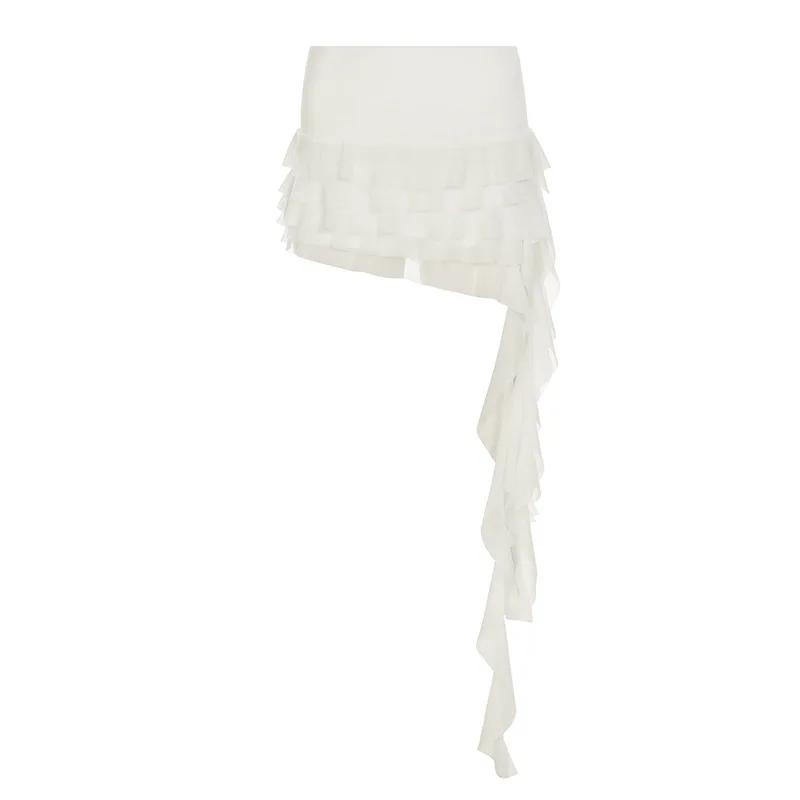 Sexy White Ruffles Mesh Low-waisted A-line Multi-Layered Long Tassel Asymmetrical Ruffle Slim Mini Skirts French Summer Women
Sexy White Ruffles Mesh Low-waisted A-line Multi-Layered Long Tassel Asymmetrical Ruffle Slim Mini Skirts French Summer Women