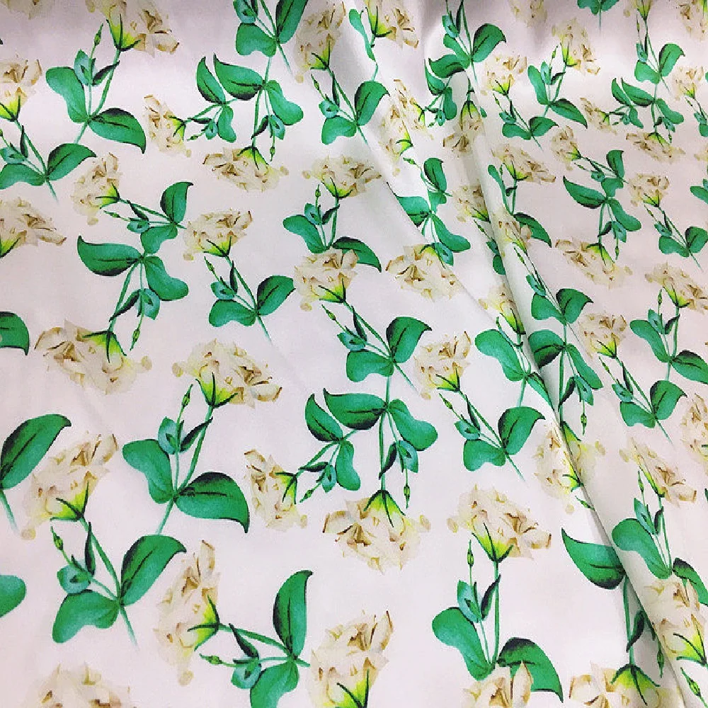 Fashion Popular Wonderful Digital Printing 100% Silk Satin Fabric Charmeuse Printing Green Leaves Flowers for Men Women Cloth
Fashion Popular Wonderful Digital Printing 100% Silk Satin Fabric Charmeuse Printing Green Leaves Flowers for Men Women Cloth