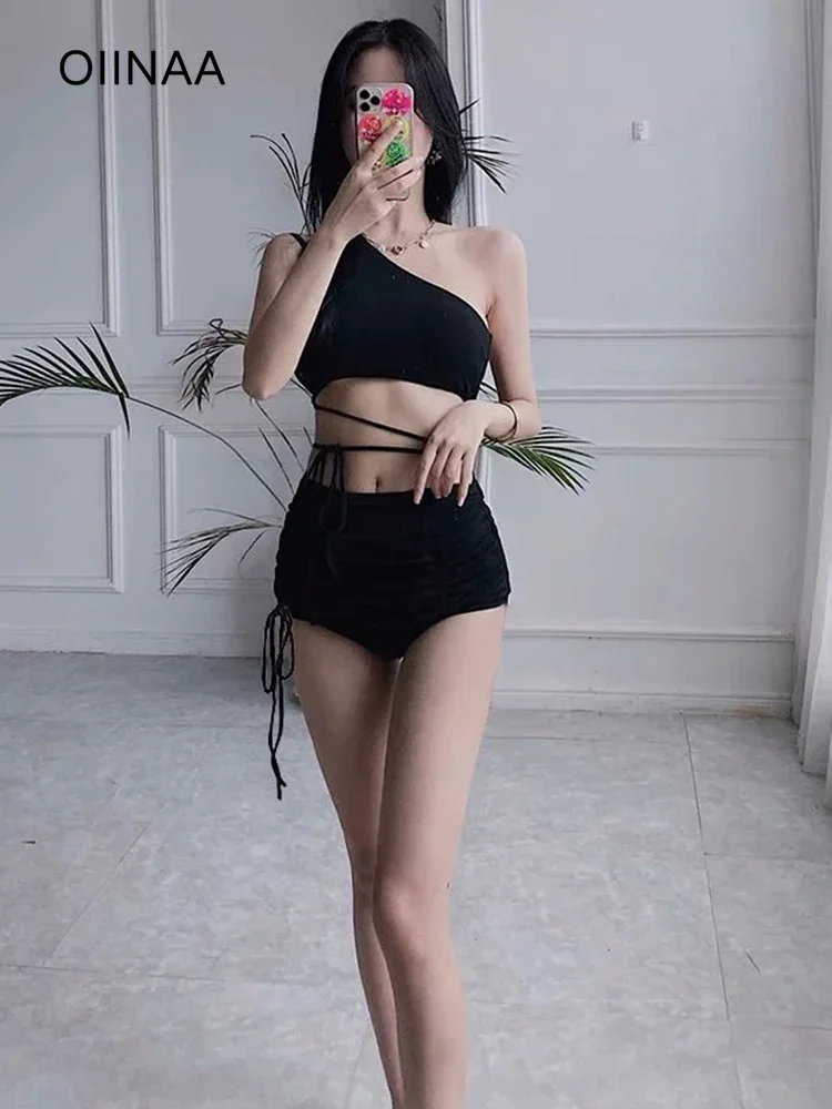 OIINAA Swimsuit Women Sexy One Shoulder Lace Up Bikini Set Solid Crop Top Beachwear Two-pieces Drawstring Shorts Bathing Suit
OIINAA Swimsuit Women Sexy One Shoulder Lace Up Bikini Set Solid Crop Top Beachwear Two-pieces Drawstring Shorts Bathing Suit