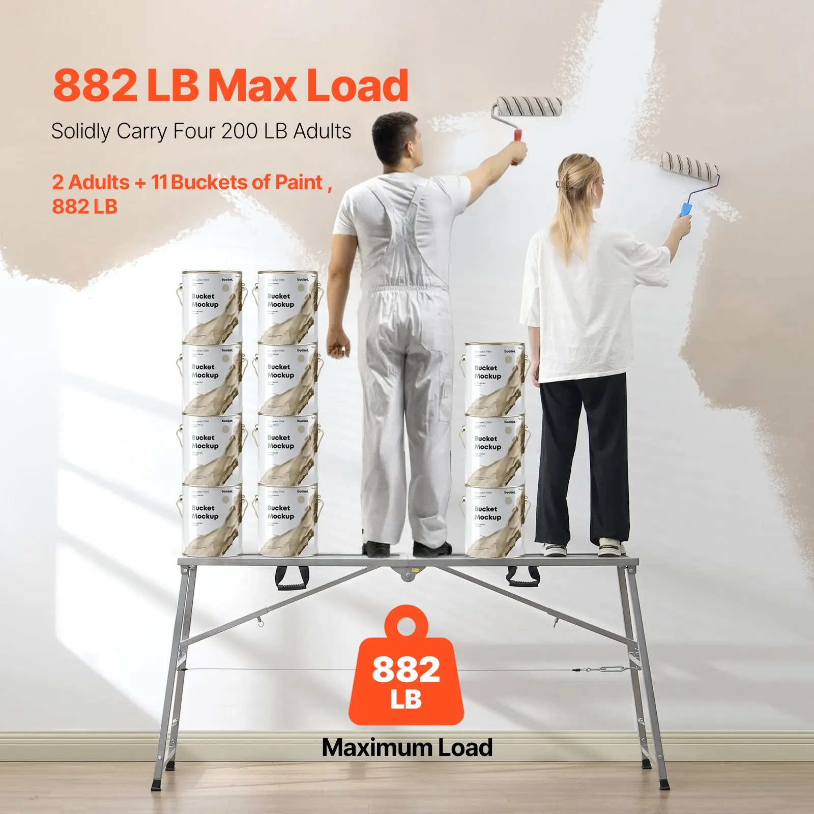 Work Platform, 4 Gear Adjustable Height, Folding Alloy Steel Step Ladder, Portable Scaffolding Platform, 880 Lb Load Capacity,
Work Platform, 4 Gear Adjustable Height, Folding Alloy Steel Step Ladder, Portable Scaffolding Platform, 880 Lb Load Capacity,