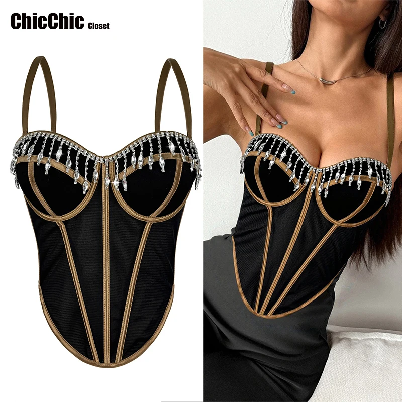 2026 New Low Cut Wrap Chest Vest Women's Sexy Summer Rhinestone Korean Sle Color Tank Tops Length Commute Black Red 2YK Camis
2026 New Low Cut Wrap Chest Vest Women's Sexy Summer Rhinestone Korean Sle Color Tank Tops Length Commute Black Red 2YK Camis