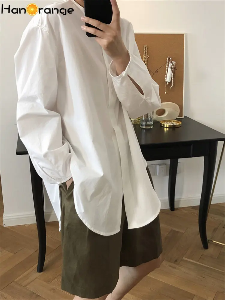 HanOrange 2025 Spring Autumn Lazy Simple Texture Pure Cotton Shirt Women O-Neck Loose Long Sleeve Top Female White/Navy Blue
HanOrange 2025 Spring Autumn Lazy Simple Texture Pure Cotton Shirt Women O-Neck Loose Long Sleeve Top Female White/Navy Blue