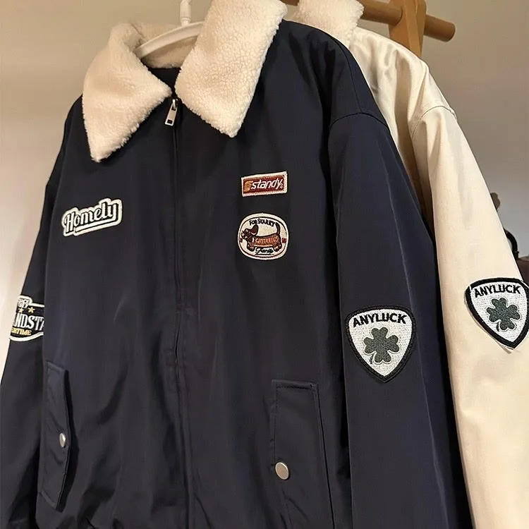 Men's Loose Fit Thiened Lamb Velvet Collar Cotton Jaet Autumn Winter Warm Outerwear Youth Faion Straight Hem Zipper Clo...
Men's Loose Fit Thiened Lamb Velvet Collar Cotton Jaet Autumn Winter Warm Outerwear Youth Faion Straight Hem Zipper Clo...