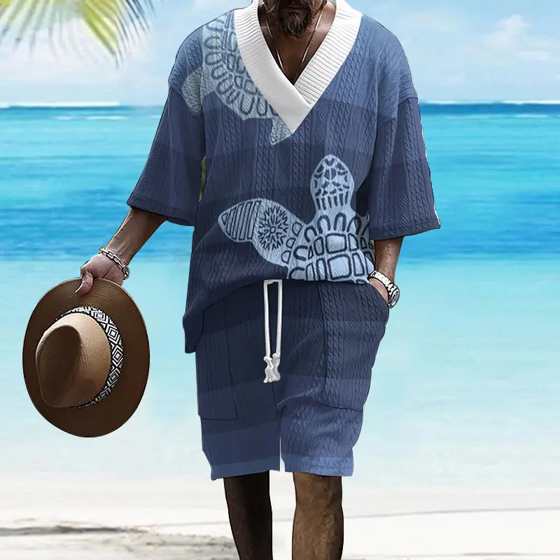 2024 Summer New Men's Set Hawaiian Style Casual Loose Plus Size Men's Wear V-neck Half-sleeve T-shirt And Shorts Two-piece Set
2024 Summer New Men's Set Hawaiian Style Casual Loose Plus Size Men's Wear V-neck Half-sleeve T-shirt And Shorts Two-piece Set