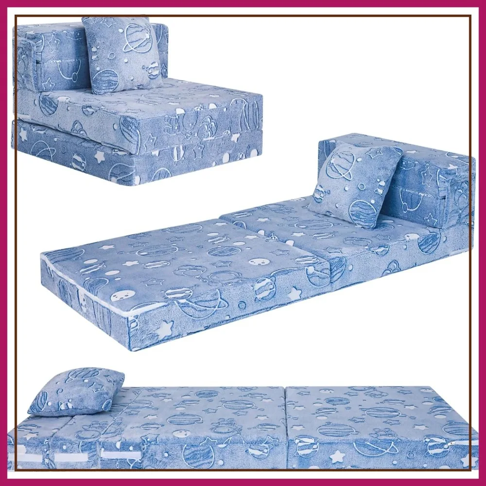 Glow Space-Themed Tri-fold Sofa Bed for Kids, Foldable Futon Chair and Floor Couch with Planets and Stars for Playroom
Glow Space-Themed Tri-fold Sofa Bed for Kids, Foldable Futon Chair and Floor Couch with Planets and Stars for Playroom