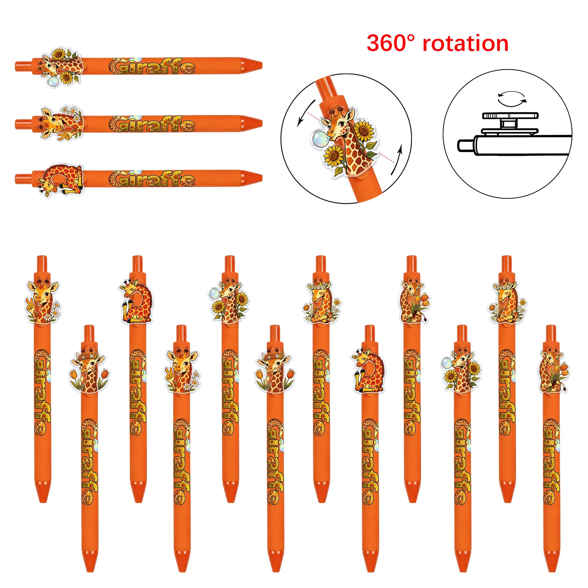 7pcs Creative Giraffe Theme Press Ball Pattern Rotating Animal Series Writing Smooth Black Ink Student Writing Gift Pen
7pcs Creative Giraffe Theme Press Ball Pattern Rotating Animal Series Writing Smooth Black Ink Student Writing Gift Pen