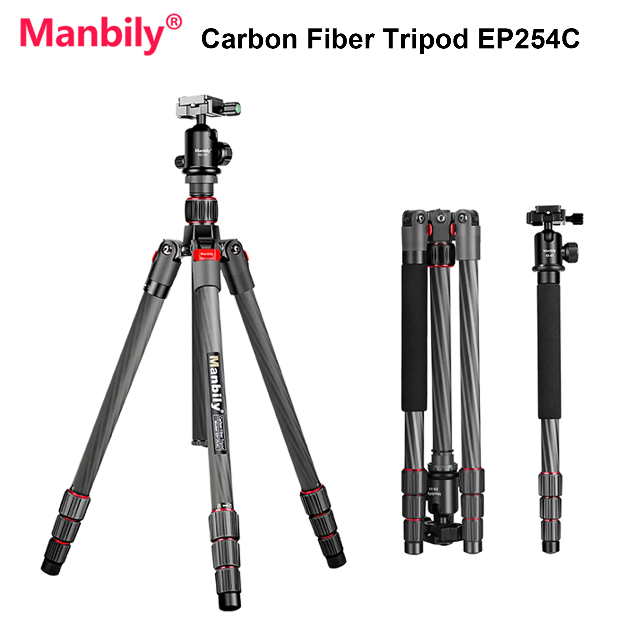 Manbily Carbon Fiber Tripod For DSLR Mobile phone Cameras Lightweight 25cm tube EP-254C Portable Travel Stand with Ball Head
Manbily Carbon Fiber Tripod For DSLR Mobile phone Cameras Lightweight 25cm tube EP-254C Portable Travel Stand with Ball Head