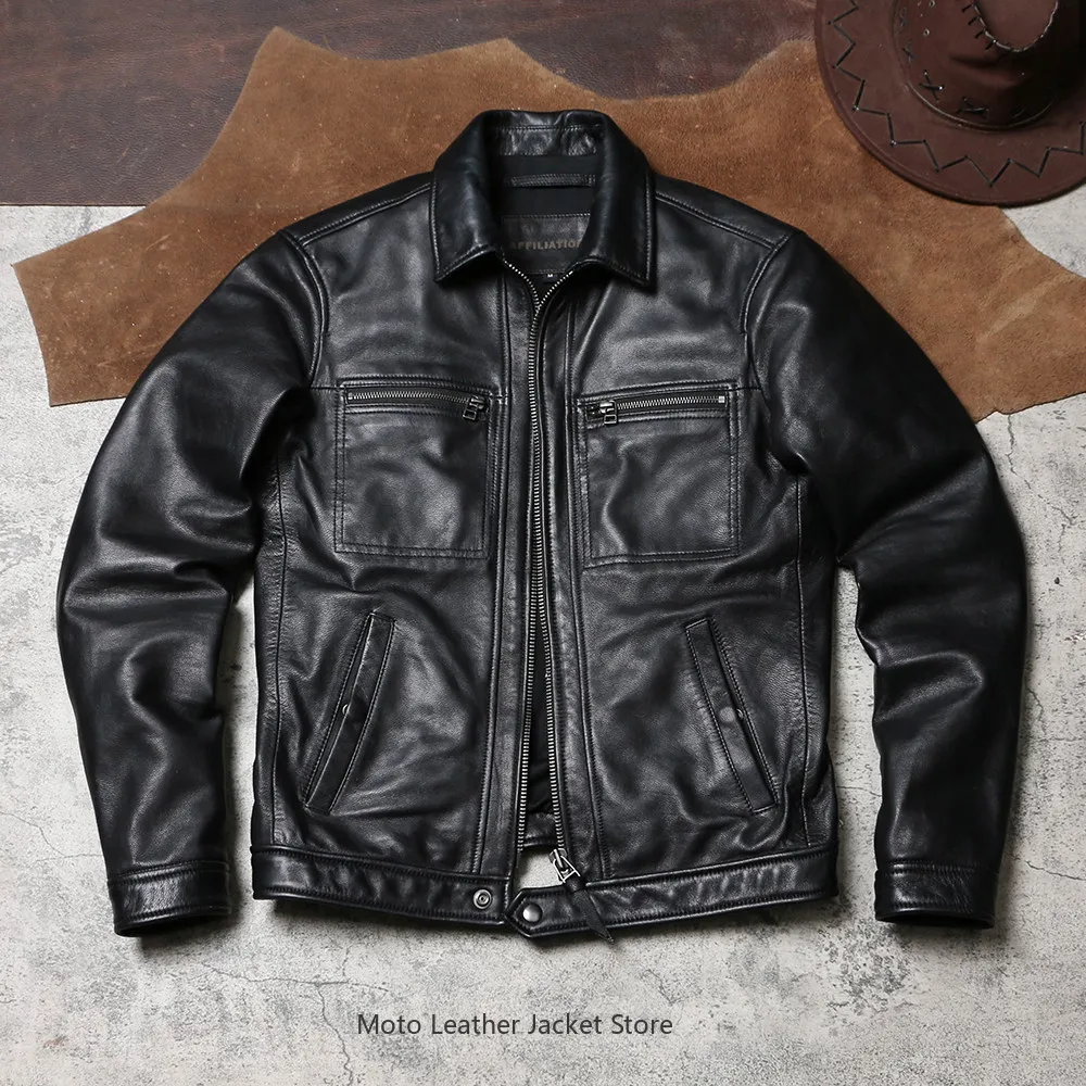 Retro Goatskin Biker Real Leather Jacket, Classic Goat Head Style, Lapel Workwear Design, Premium Genuine Leather Outer Coat
Retro Goatskin Biker Real Leather Jacket, Classic Goat Head Style, Lapel Workwear Design, Premium Genuine Leather Outer Coat