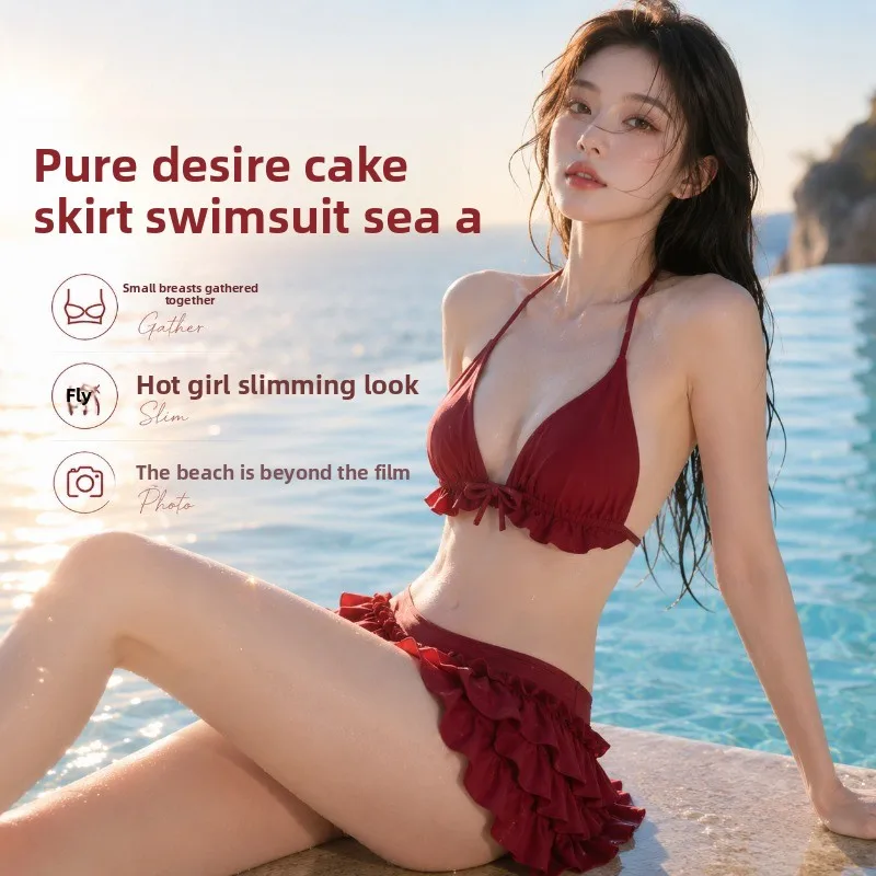 Wine Red Ruffle Cake Skirt Bikini Set Halter Neck Push Up Swimsuit Women Slim Two Piece Beach Bathing Suit Swimwear
Wine Red Ruffle Cake Skirt Bikini Set Halter Neck Push Up Swimsuit Women Slim Two Piece Beach Bathing Suit Swimwear