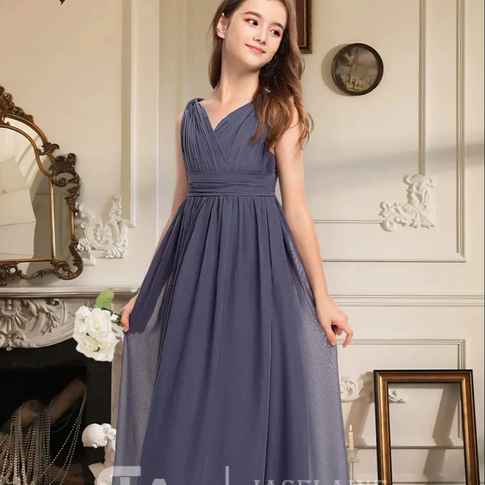 GJH A-Line V-Neck Floor-Length Chiffon Junior Bridesmaid Dress With Pleated Flower Girl Dress Girls Wedding Party Formal Special
GJH A-Line V-Neck Floor-Length Chiffon Junior Bridesmaid Dress With Pleated Flower Girl Dress Girls Wedding Party Formal Special