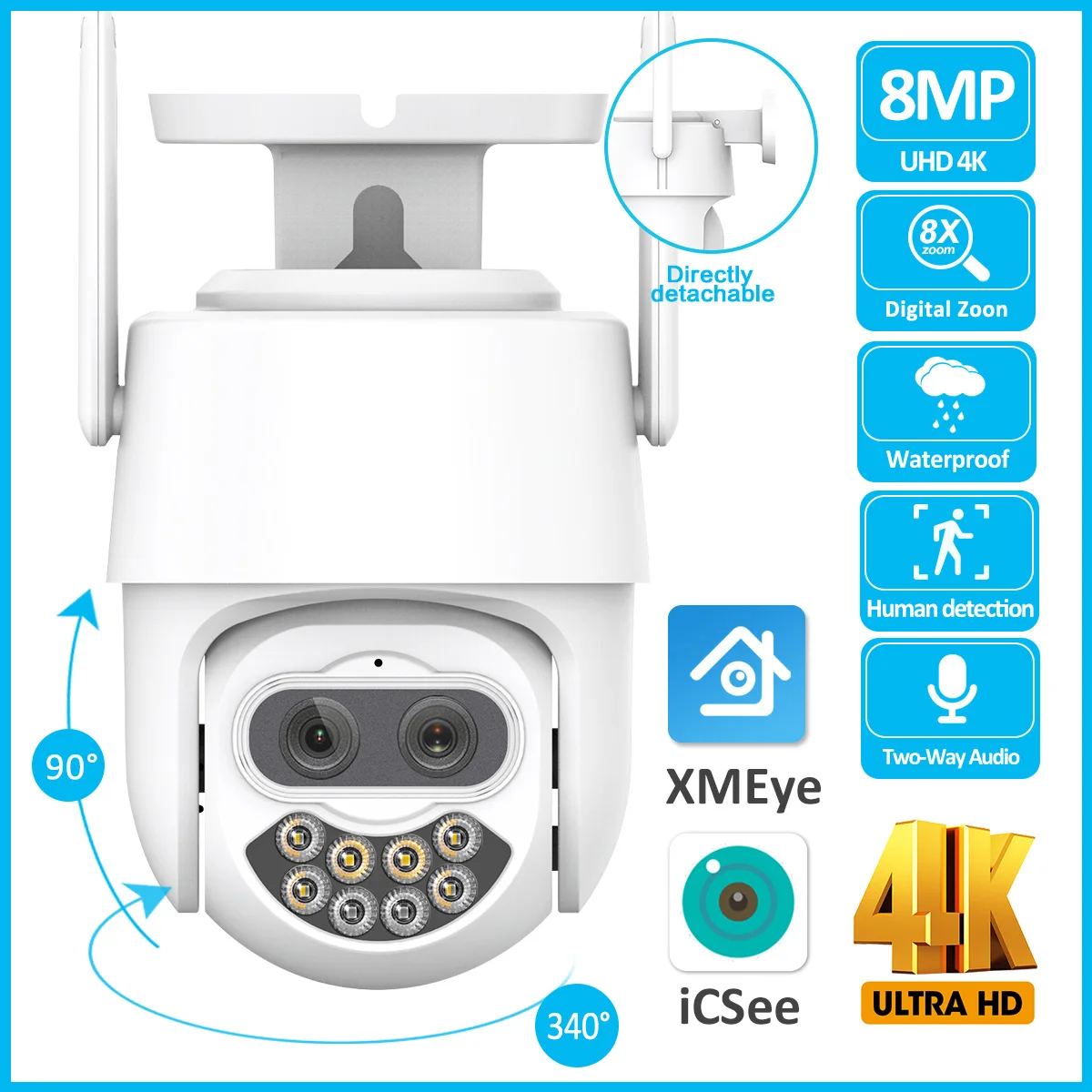 IP-камера WEPOOS, 8 мп, 4K, PTZ, 8-кратный зум, два объектива, датчик присутствия
IP-камера WEPOOS, 8 мп, 4K, PTZ, 8-кратный зум, два объектива, датчик присутствия