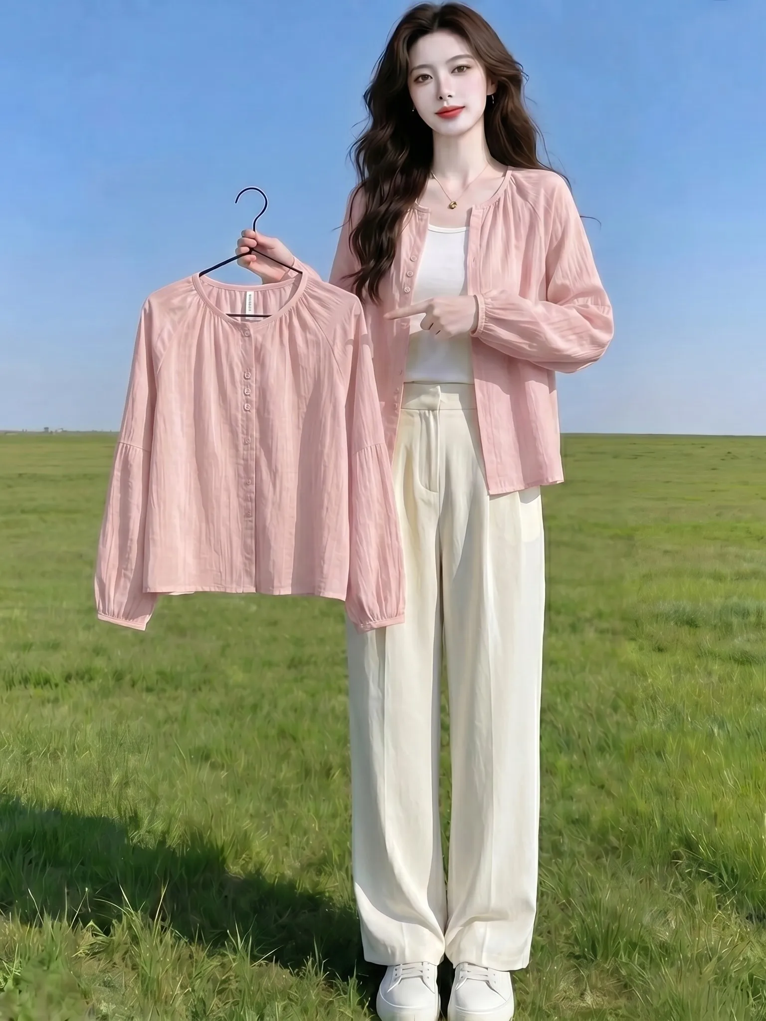 Elegant Loose Long Sleeve Women's Shirt Sun Protection Slimming Casual Style Top Summer 2026 Commute Fashion Korean Style
Elegant Loose Long Sleeve Women's Shirt Sun Protection Slimming Casual Style Top Summer 2026 Commute Fashion Korean Style