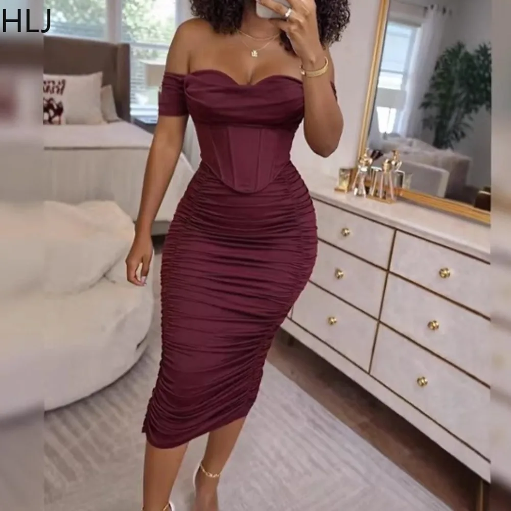 HLJ Sexy Ruched Patchwork Dresses for Woman Solid Color Off Showlder Backless Fishbone Corset Dress Female Streetwear Vestidos
HLJ Sexy Ruched Patchwork Dresses for Woman Solid Color Off Showlder Backless Fishbone Corset Dress Female Streetwear Vestidos