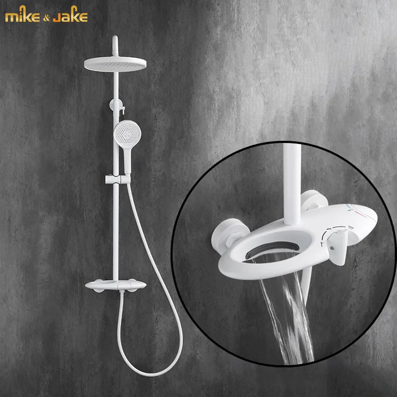 Thermostatic white shower mixer White bath shower tap rainfall shower mixer set metal shower tap bath hot and cold mixer
Thermostatic white shower mixer White bath shower tap rainfall shower mixer set metal shower tap bath hot and cold mixer