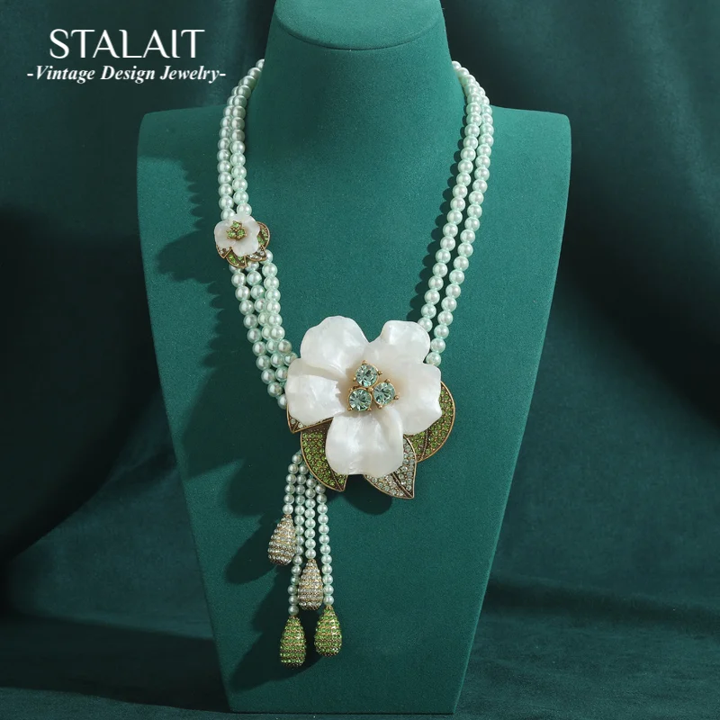 Vintage Light Green Pearl Necklace Lotus Flower Shell Petal Pendant Summer Jewelry Rhinestone Accessories For Women 2025 New
Vintage Light Green Pearl Necklace Lotus Flower Shell Petal Pendant Summer Jewelry Rhinestone Accessories For Women 2025 New