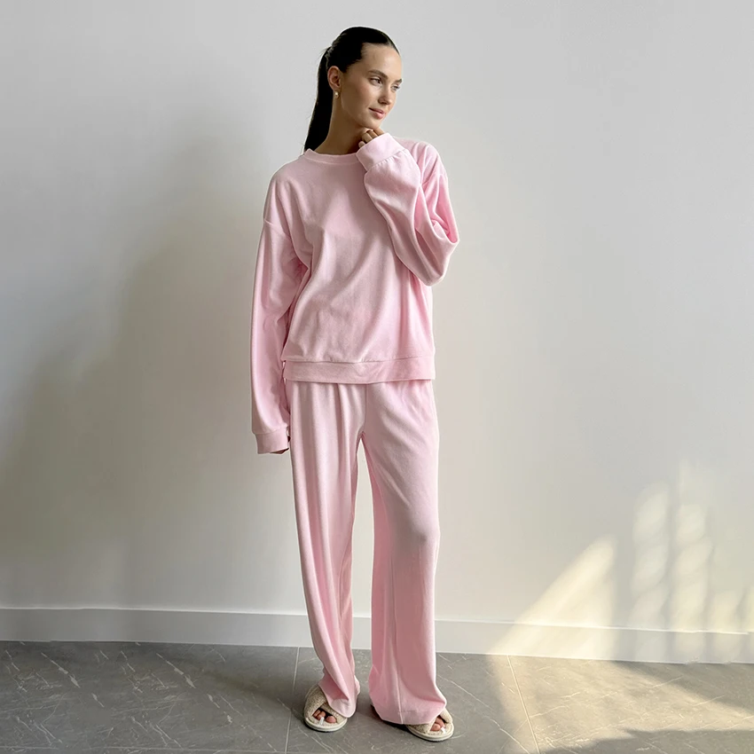 Hiloc Casual Solid Women'S Pajamas 2-Piece Suit Round Neck Pullover Long-Sleeve Tops Elastic Waist Trousers Autumn Winter 2025
Hiloc Casual Solid Women'S Pajamas 2-Piece Suit Round Neck Pullover Long-Sleeve Tops Elastic Waist Trousers Autumn Winter 2025