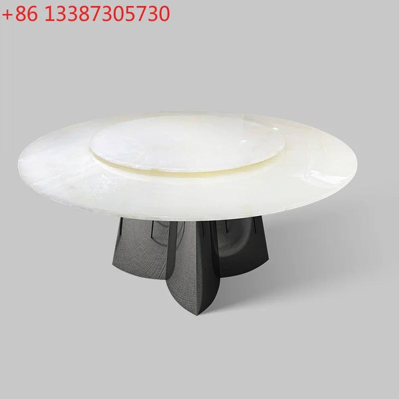 Advanced natural white ice jade marble dining table household luxury stone round table
Advanced natural white ice jade marble dining table household luxury stone round table