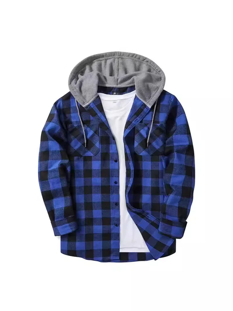 Youth Fashion Casual Sports Loose men's street hooded plaid shirt double pocket travel long-sleeved shirt jacket
Youth Fashion Casual Sports Loose men's street hooded plaid shirt double pocket travel long-sleeved shirt jacket