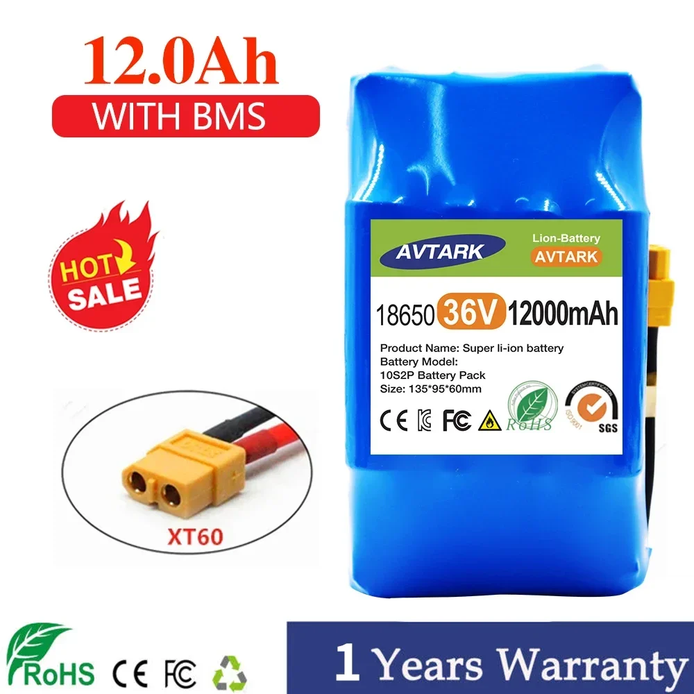 36V Battery Pack 4.4/7/12Ah 12000mAh Rechargeable Lithium Ion Battery for Electric Self Balancing Scooter HoverBoard Unicycle
36V Battery Pack 4.4/7/12Ah 12000mAh Rechargeable Lithium Ion Battery for Electric Self Balancing Scooter HoverBoard Unicycle