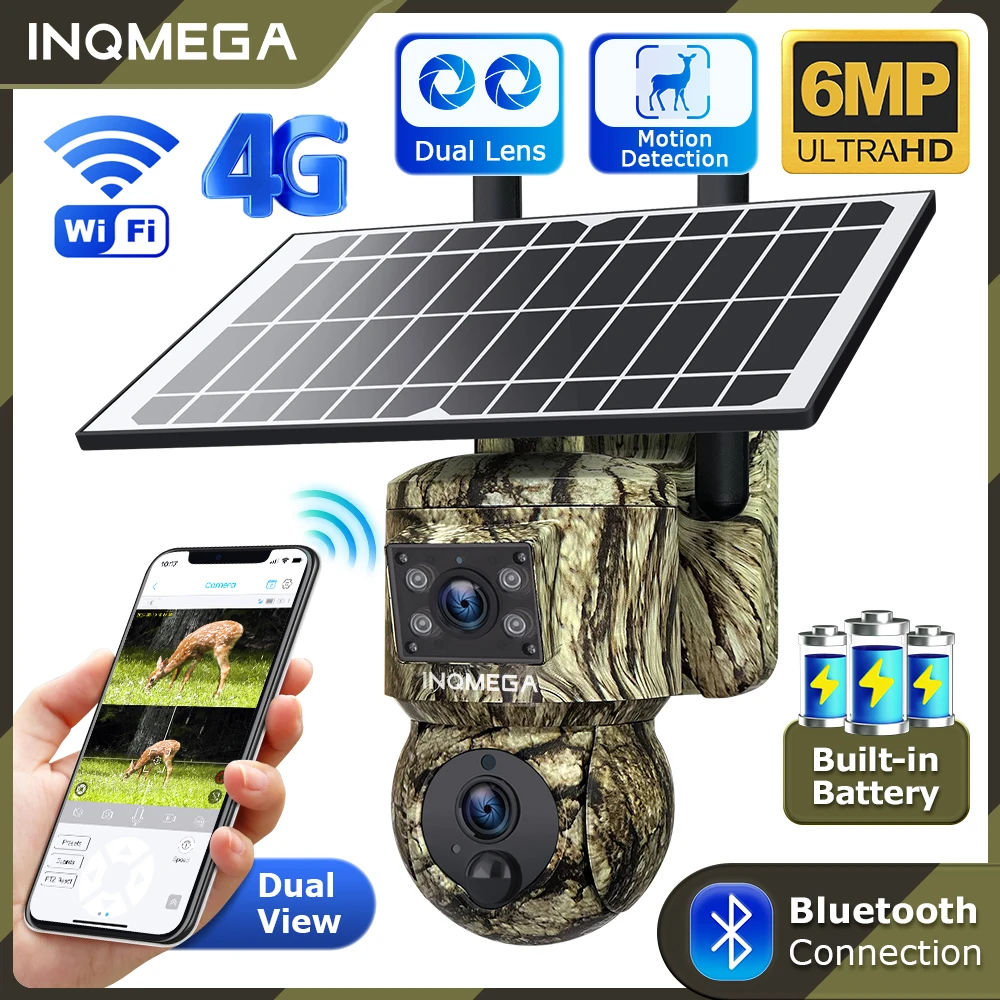 INQMEGA 6MP WIFI/4G Camouflage Hunting Solar Camera Solar Camera Dual Lens PIR Motion Detection Outdoor PTZ Waterproof Camera
INQMEGA 6MP WIFI/4G Camouflage Hunting Solar Camera Solar Camera Dual Lens PIR Motion Detection Outdoor PTZ Waterproof Camera