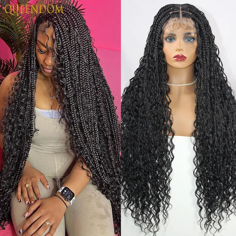 Boho Cornrow Box Braided Wigs For Women Synthetic Braided Full Lace Front Wig Curly End Square Part Knotless Braids Wig Babyhair
Boho Cornrow Box Braided Wigs For Women Synthetic Braided Full Lace Front Wig Curly End Square Part Knotless Braids Wig Babyhair