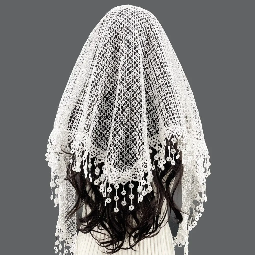 Breathable Tassels Lace Head Scarf Elegant Lace Flower Polyester Sequin Decor Scarf Triangular Hollow Triangle Scarf Church
Breathable Tassels Lace Head Scarf Elegant Lace Flower Polyester Sequin Decor Scarf Triangular Hollow Triangle Scarf Church
