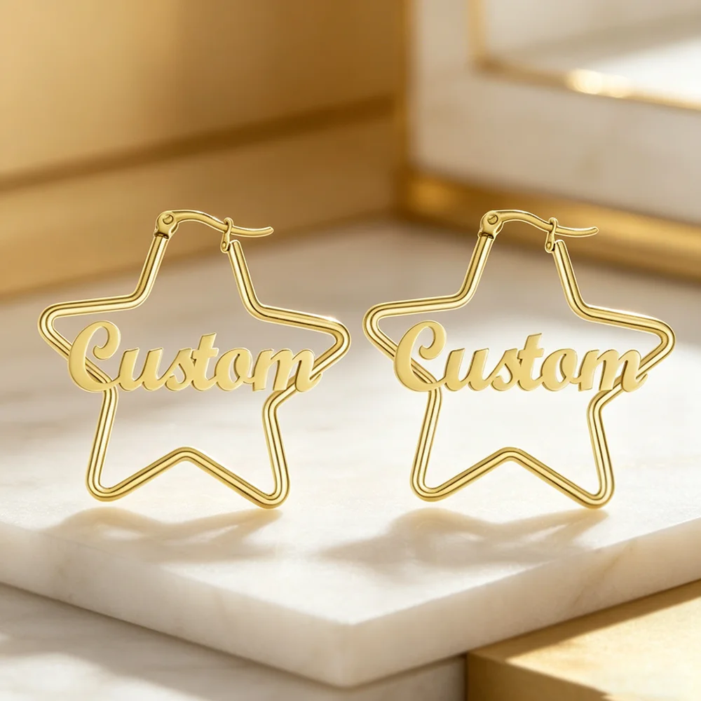 Custom Name Earrings: Star-Style Stainless Steel Letter Hoop Earrings—A Unique Jewelry Gift for Women
Custom Name Earrings: Star-Style Stainless Steel Letter Hoop Earrings—A Unique Jewelry Gift for Women