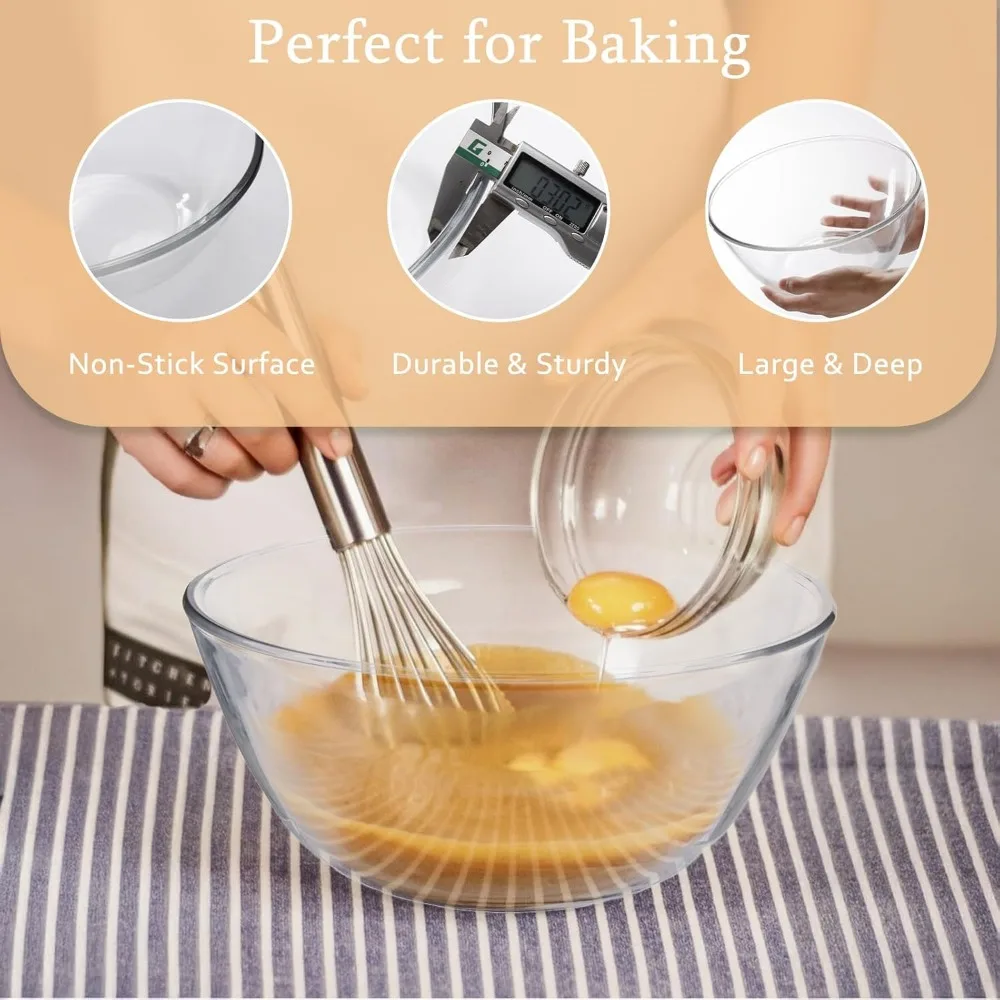 Large 4.7 Quart Glass Mixing Bowl with Lid for Sourdough Bread Making, Clear Proofing Bowl for Bakers & Home Cooks
Large 4.7 Quart Glass Mixing Bowl with Lid for Sourdough Bread Making, Clear Proofing Bowl for Bakers & Home Cooks