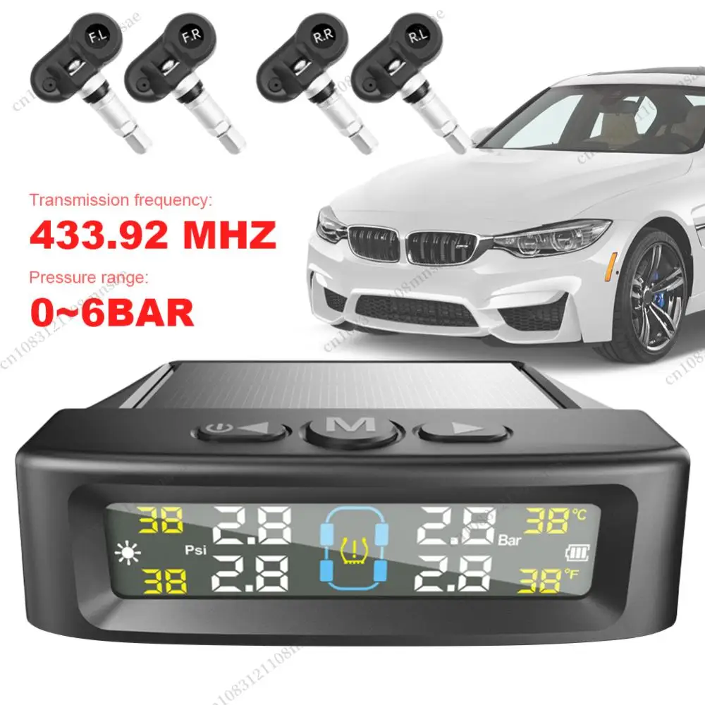 Tire Pressure Monitoring System with 4 Sensors USB/Solar TPMS Tyre Temperature Monitor for Car Sedan SUV
Tire Pressure Monitoring System with 4 Sensors USB/Solar TPMS Tyre Temperature Monitor for Car Sedan SUV