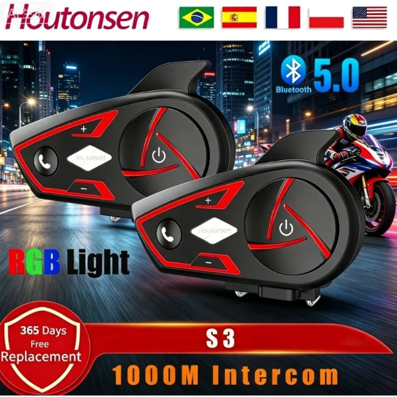 Houtonsen S3 Motorcycle Bluetooth Interphone 1000M Waterproof Helmet Headset RGB Light
Houtonsen S3 Motorcycle Bluetooth Interphone 1000M Waterproof Helmet Headset RGB Light