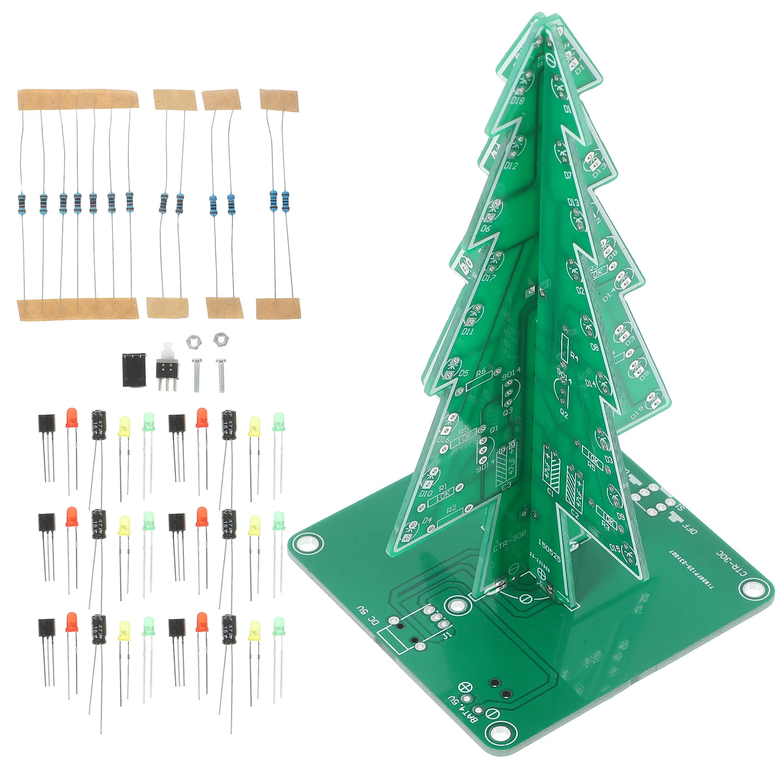 Three Colors LED Christmas Tree Kit DIY Electronic Assembly 3D Colorful Flash Circuit Practice Welding Skills Flashing Light DIY
Three Colors LED Christmas Tree Kit DIY Electronic Assembly 3D Colorful Flash Circuit Practice Welding Skills Flashing Light DIY