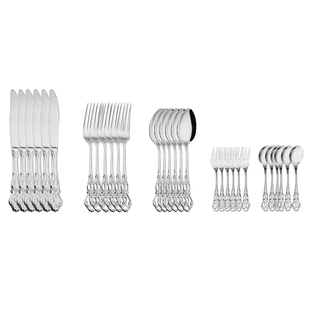 30pcs Stainless Steel Cutlery Set Gold Dinnerware Western Tableware Christmas Knives Coffee Spoons Fruit Forks Dishwasher Safe
30pcs Stainless Steel Cutlery Set Gold Dinnerware Western Tableware Christmas Knives Coffee Spoons Fruit Forks Dishwasher Safe