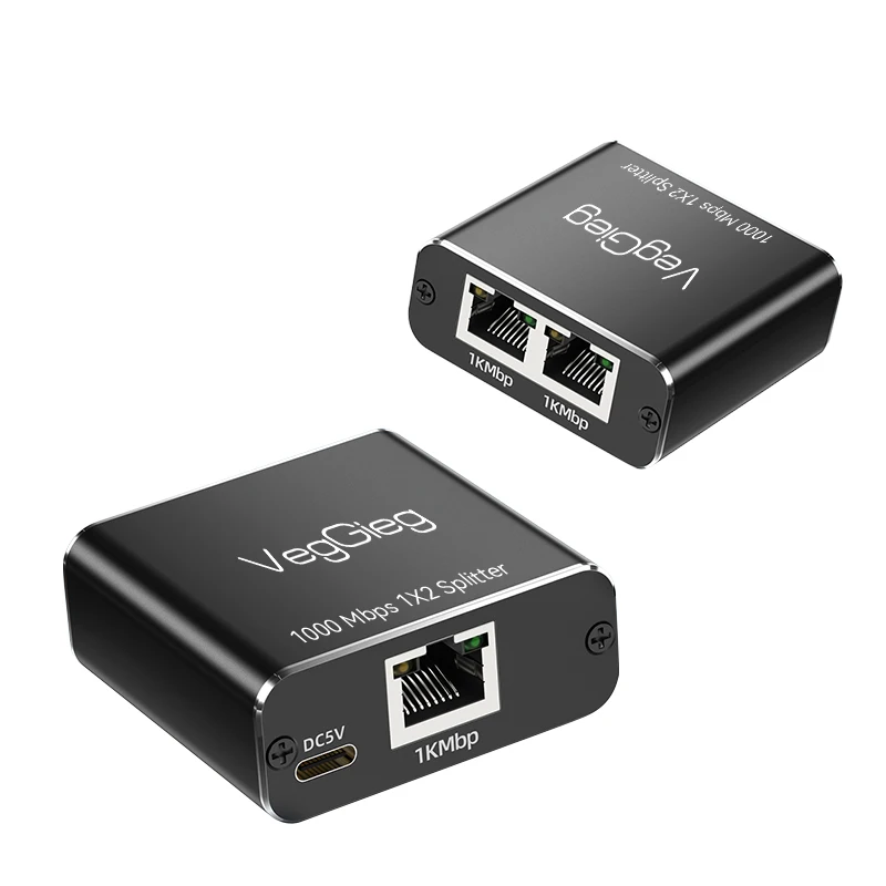 VegGieg 1 to 2 RJ45 Gigabit Ethernet Splitter 1000Mbps Type-C Powered Network Switch for Home Office LAN Splitter
VegGieg 1 to 2 RJ45 Gigabit Ethernet Splitter 1000Mbps Type-C Powered Network Switch for Home Office LAN Splitter