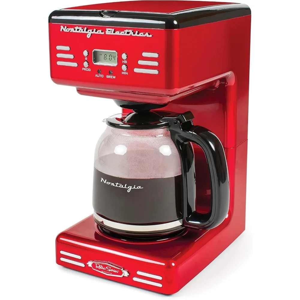 Retro 12-Cup Programmable Coffee Maker With LED Display, Automatic Shut-Off & Keep Warm, Pause-And-Serve Function
