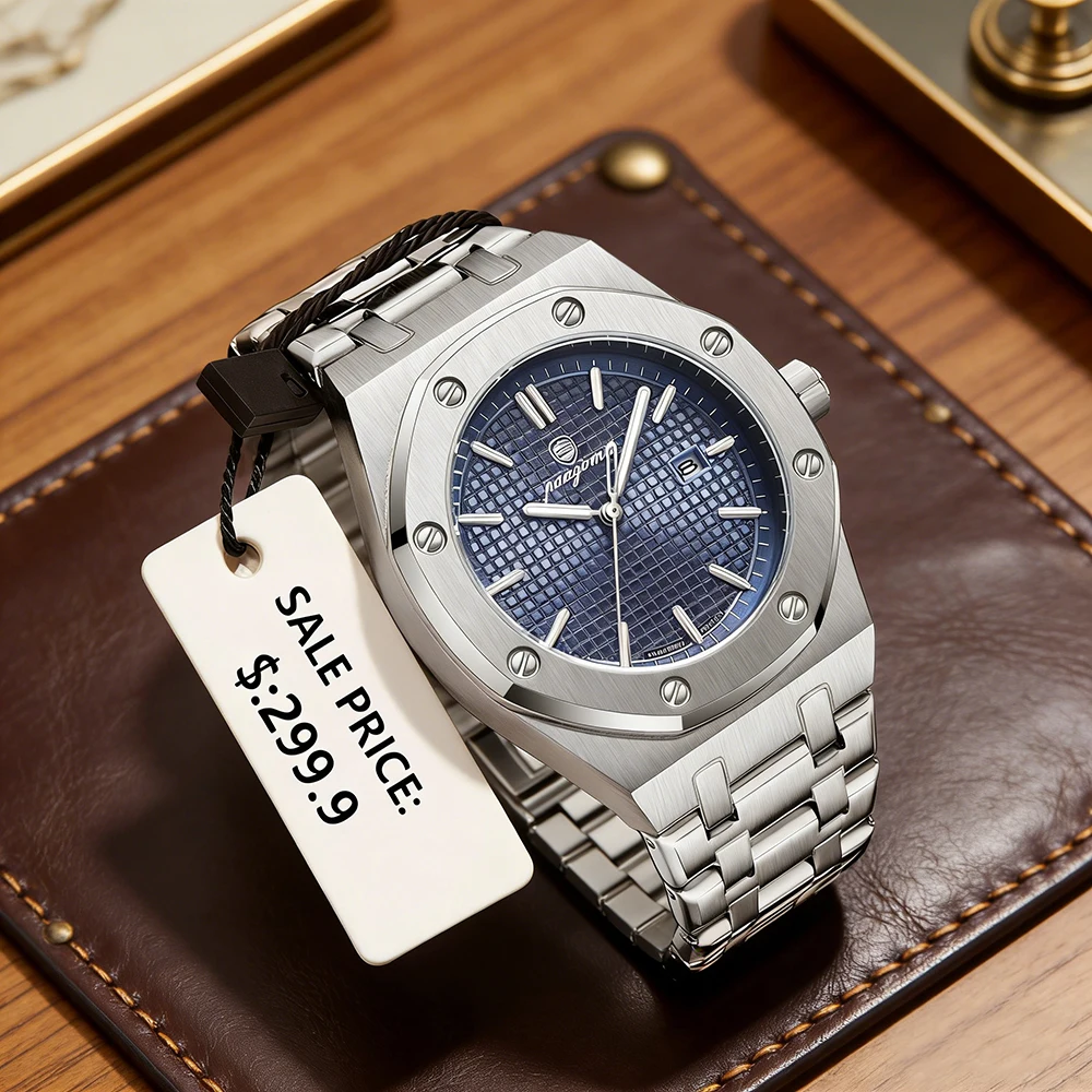 PAAZOMU Premium Luxury Men's Quartz Watch Elegant Blue Dial Stainless Steel Bracelet Waterproof Business Casual Wristwatch Reloj
PAAZOMU Premium Luxury Men's Quartz Watch Elegant Blue Dial Stainless Steel Bracelet Waterproof Business Casual Wristwatch Reloj