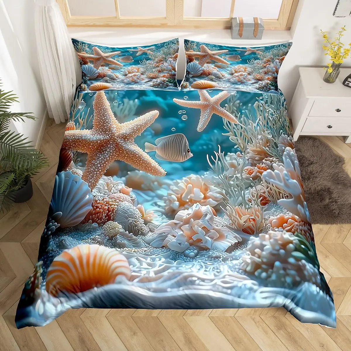Beach Starfish Duvet Cover Twin King Summer Tropical Hawaii Vacation Style Bedding Set Ocean Theme Comforter Cover for Girl Boys
Beach Starfish Duvet Cover Twin King Summer Tropical Hawaii Vacation Style Bedding Set Ocean Theme Comforter Cover for Girl Boys