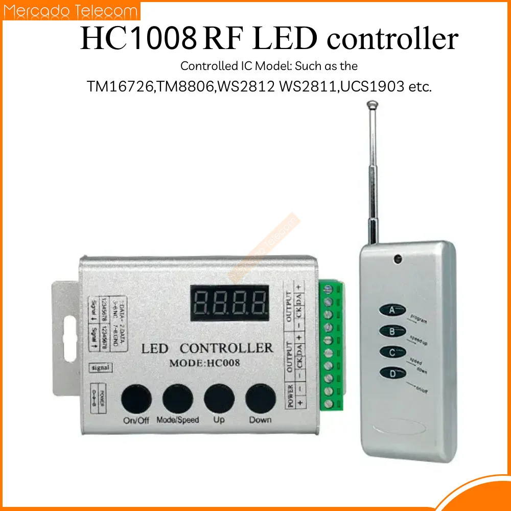 HC008 4Keys DC 5V 12V 24V programmable RGB led pixel controller 133 effect modes dimmer for WS2812 WS2811 2801 LED Strip Light
HC008 4Keys DC 5V 12V 24V programmable RGB led pixel controller 133 effect modes dimmer for WS2812 WS2811 2801 LED Strip Light