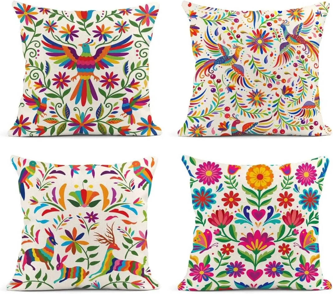 4Pcs Mexican Otomi Throw Pillow Covers with Colorful Bird, Deer and Floral Print Cushion Cases for Sofa Living Room Bedroom Home
4Pcs Mexican Otomi Throw Pillow Covers with Colorful Bird, Deer and Floral Print Cushion Cases for Sofa Living Room Bedroom Home
