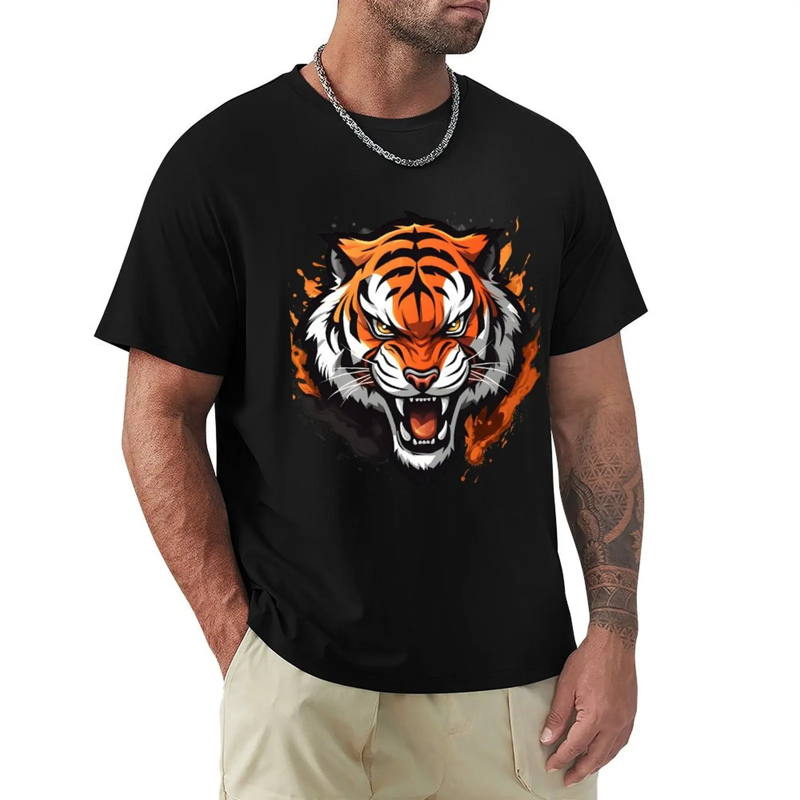 Tiger T-Shirt Basic Solid Color Short Sleeve T-Shirt
Tiger T-Shirt Basic Solid Color Short Sleeve T-Shirt