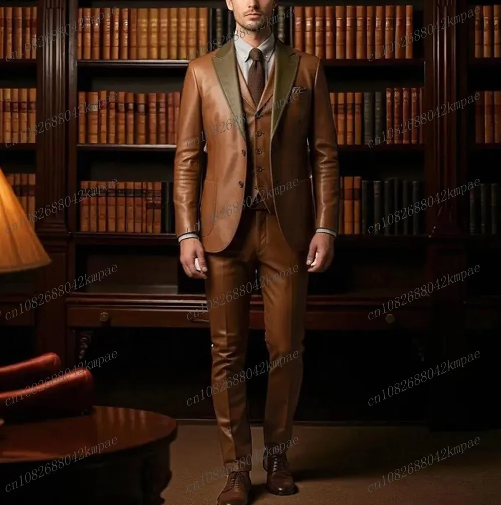 New Brown Leather Men Suit Formal Groom Groomsman Wedding Party Prom Male Business Tuxedos 3 Piece Set Blazer Vest Pants
New Brown Leather Men Suit Formal Groom Groomsman Wedding Party Prom Male Business Tuxedos 3 Piece Set Blazer Vest Pants