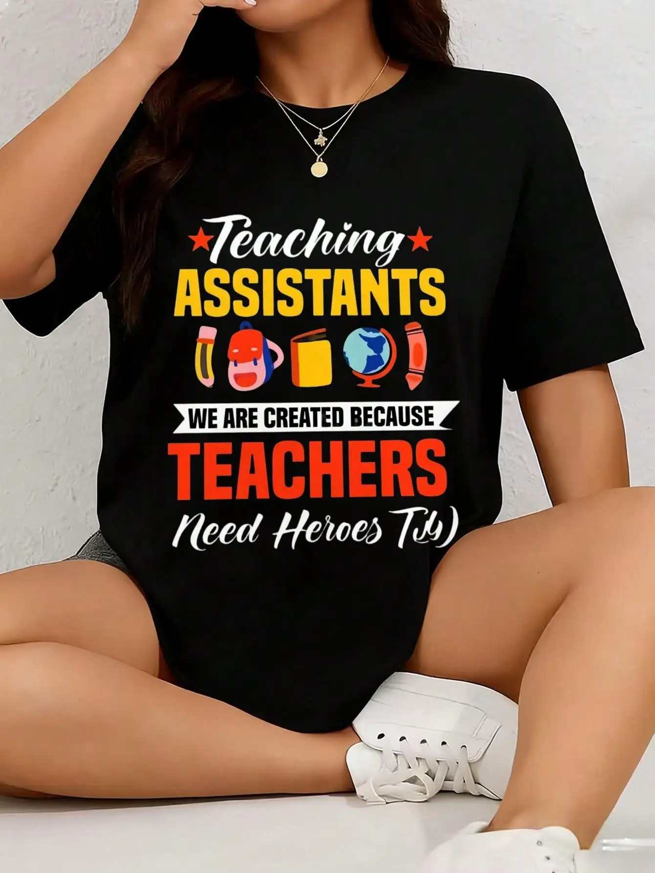 Teaching Assistants We're The Teachers Because Neat Hoces Tia Funny Graphic Tee, Casual Short Sleeve Top
Teaching Assistants We're The Teachers Because Neat Hoces Tia Funny Graphic Tee, Casual Short Sleeve Top