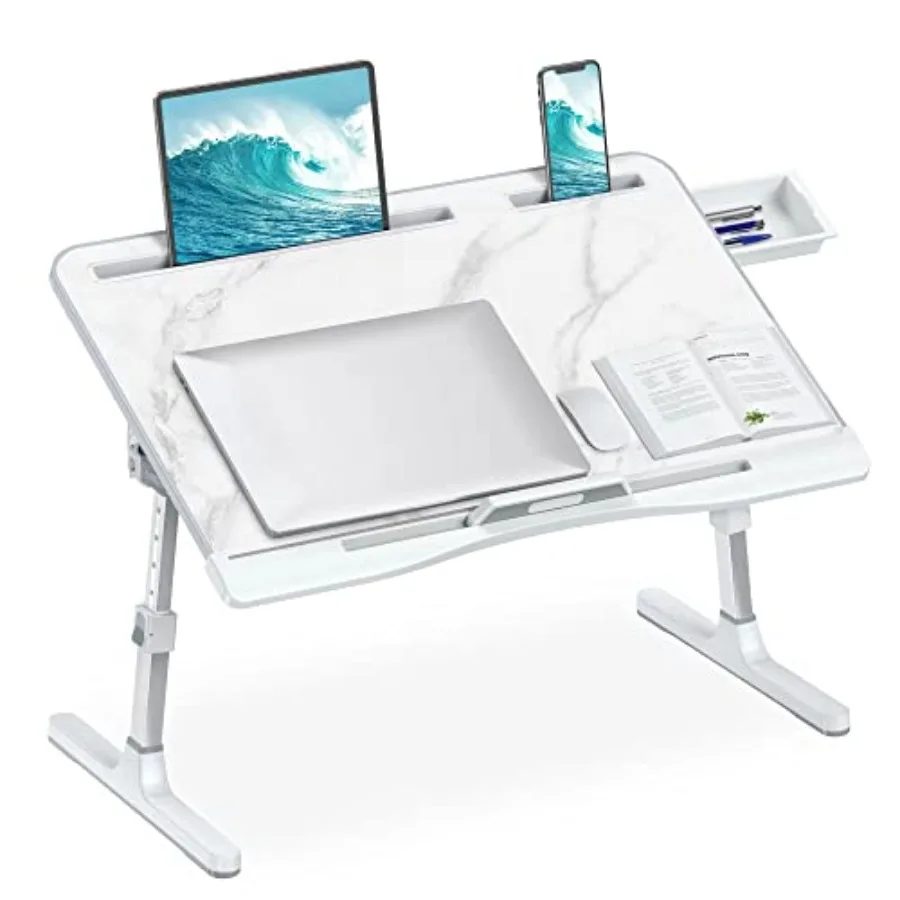 Laptop Bed Desk for bed/couch/floor use, marble-finish MDF, white, adjustable height, foldable, built-in drawer, 23.6×15.7 x-la
Laptop Bed Desk for bed/couch/floor use, marble-finish MDF, white, adjustable height, foldable, built-in drawer, 23.6×15.7 x-la