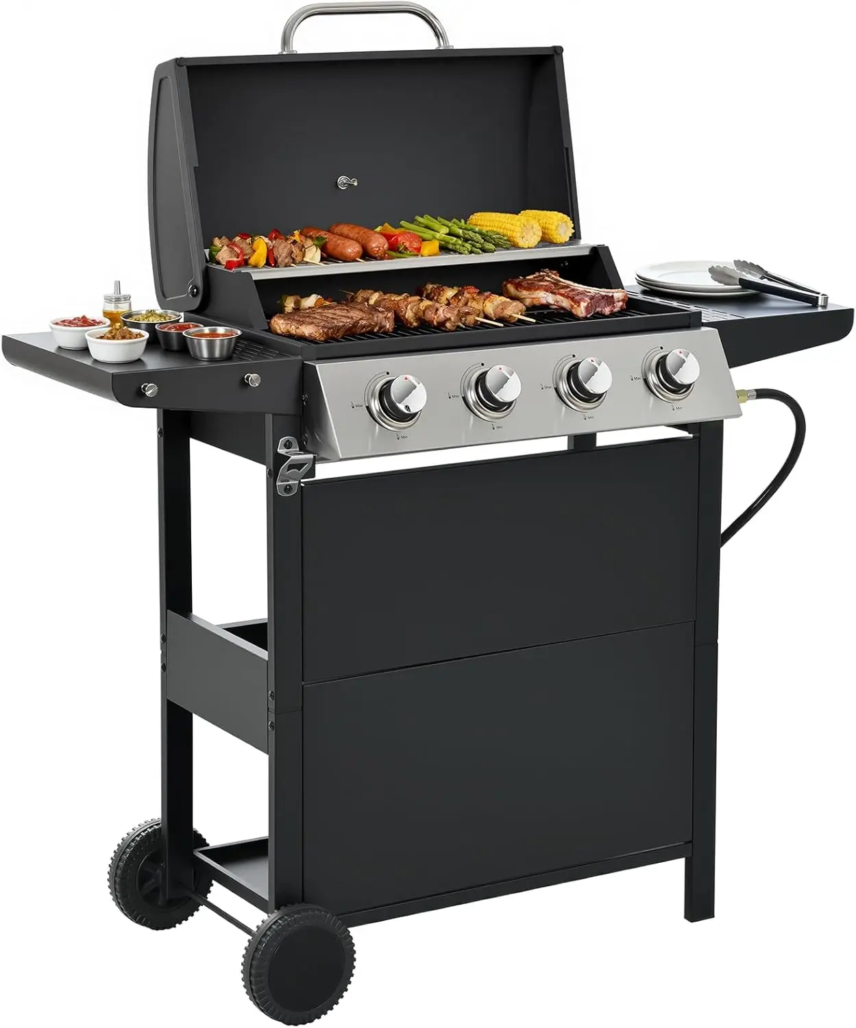 4-Burner Stainless Steel Gas Grill | 34,000 BTU Total Output & 421 sq.in Cooking Area | Powerful Even-Heat System for Large
4-Burner Stainless Steel Gas Grill | 34,000 BTU Total Output & 421 sq.in Cooking Area | Powerful Even-Heat System for Large