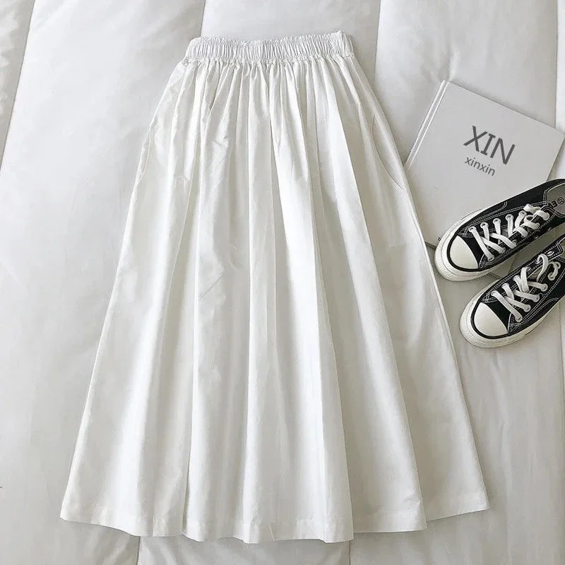 Pockets Temperament Long Skirts for Women Simple High Waist Big Swing Pleated Skirt 2025 New Fashion High Grade A Line Skirts
Pockets Temperament Long Skirts for Women Simple High Waist Big Swing Pleated Skirt 2025 New Fashion High Grade A Line Skirts