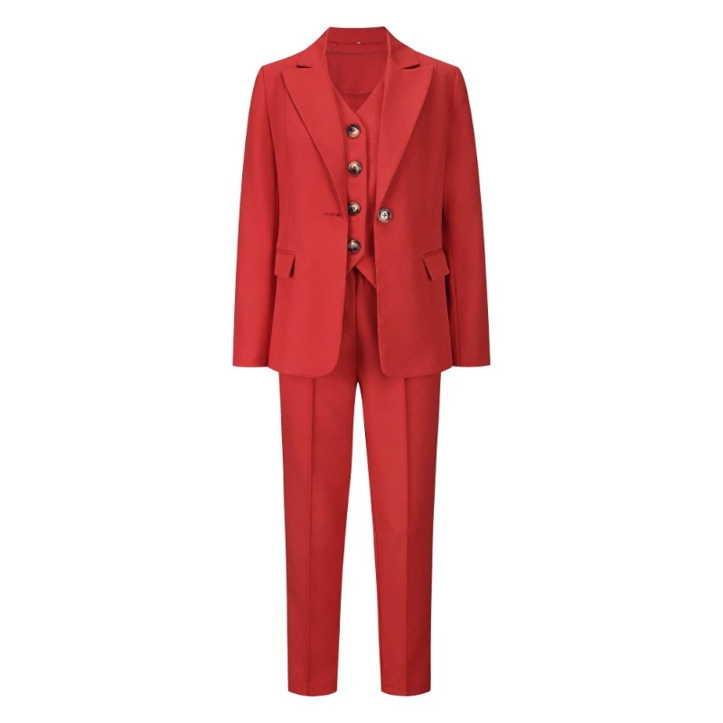 Women Autumn Winter New Lapel Single-breasted Suit Jacket Casual Solid Straight Trousers Suits 3 Sets
Women Autumn Winter New Lapel Single-breasted Suit Jacket Casual Solid Straight Trousers Suits 3 Sets