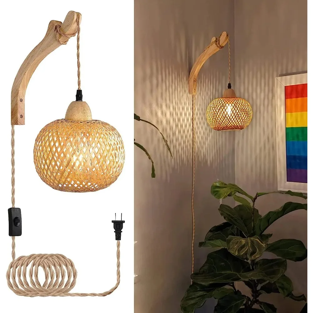 Bamboo Lantern Wall Lamp Natural Rattan Wicker E27 Led Chandeliers Sconce Hand-Woven Room Decor Lampshades Wall Light Fixtures
Bamboo Lantern Wall Lamp Natural Rattan Wicker E27 Led Chandeliers Sconce Hand-Woven Room Decor Lampshades Wall Light Fixtures
