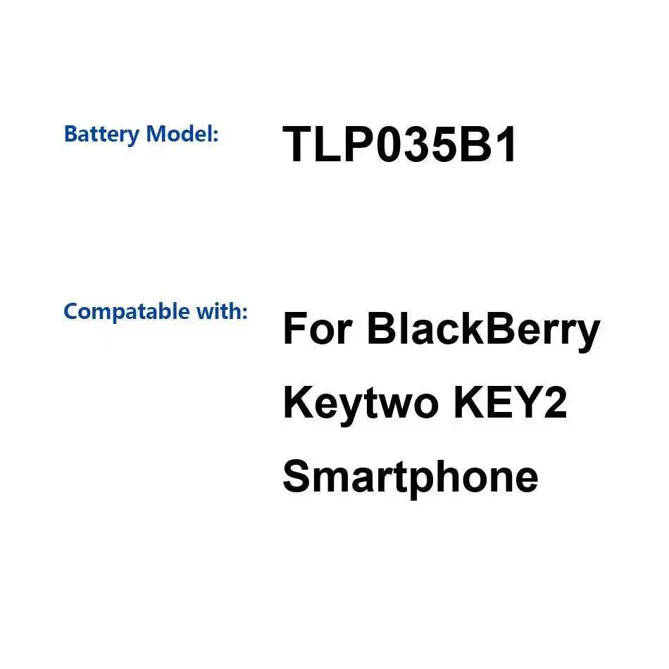 Долговечная работа для аккумулятора мобильного телефона Blackberry Key Two KEY2 3500 мАч TLP035B1
Долговечная работа для аккумулятора мобильного телефона Blackberry Key Two KEY2 3500 мАч TLP035B1