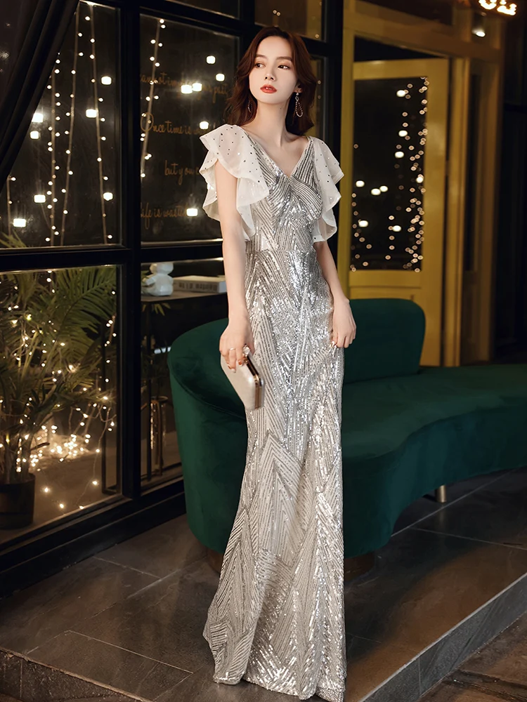 Exquisite Sequin Evening Dr Sexy Fi Tail High-End Luxury Host Gown Stunning Adult Formal High Faion Polyester Fiber
Exquisite Sequin Evening Dr Sexy Fi Tail High-End Luxury Host Gown Stunning Adult Formal High Faion Polyester Fiber